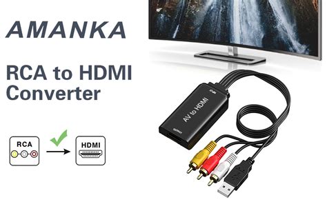 Amanka Adaptateur Rca Vers Hdmi Convertisseur Av Cvbs Vers Hdmi Hd