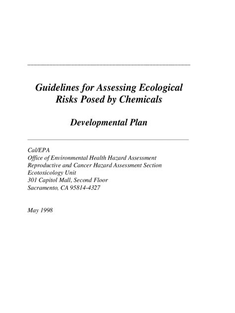 Fillable Online Oehha Ca Guidelines For Assessing Ecological Risks