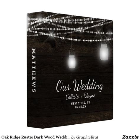 Oak Ridge Rustic Dark Wood Wedding Photo Album 3 Ring Binder Zazzle Woods Wedding Photos