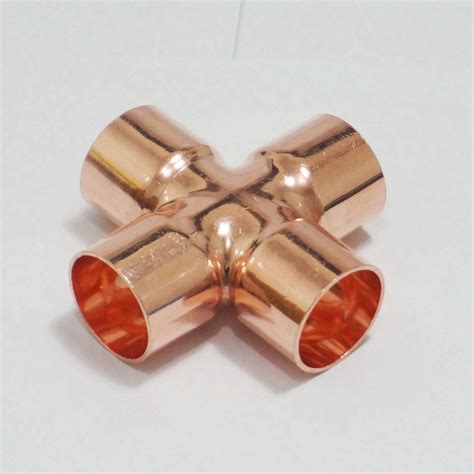 22mm Id Copper End Feed Equal Cross 4 Way Pipe Fitting For Gas Water