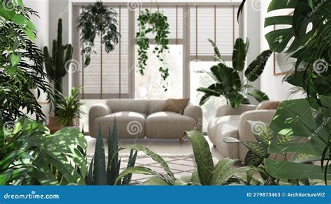 Jungle Frame Biophilic Idea Tropical Leaves Over Minimalist White