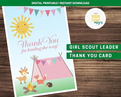 Girl Scout Leader Appreciation Card Thank You Etsy