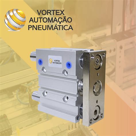 Cilindro Pneum Tico Guiado Dupla A O X Mm Vortex Automa O