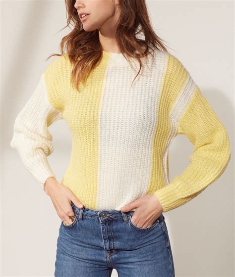 Pull Bicolore Jaune Pale Etam