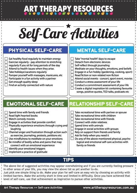 Self Care For The Art Therapist Includes Free Self Care Activity List