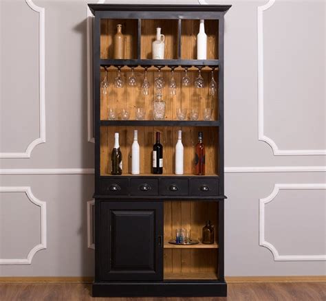 Casa Padrino Landhausstil Weinschrank Schwarz Naturfarben X X