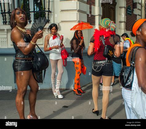 Paris France African Drag Queens And Transsexuals Watching Gay Stock