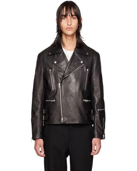 Jil Sander Black Biker Leather Jacket For Men Lyst