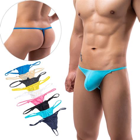 Pack Men S Soft Thongs Thin Ice Silk Bikini G Strings Low Rise Lingerie Ebay