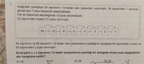 1. Aşağıdaki çizelgeye 24 sayısının 1'e kadar olan çarpanları ...