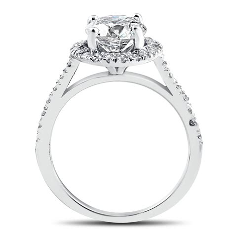 2 1 3 Ct Round Round Diamond Halo Engagement Ring 14k White Gold Enhanced