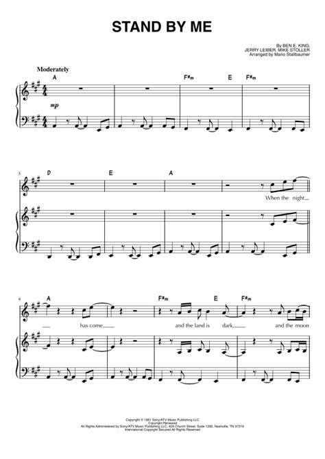 Stand By Me Arr Mario Stallbaumer By Ben E King Sheet Music For