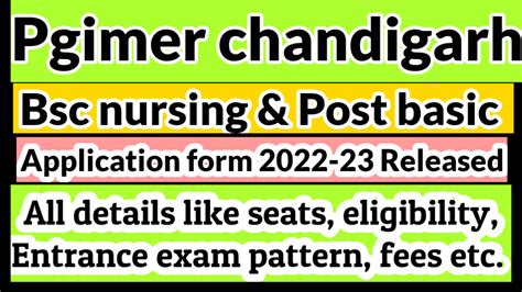 Pgimer Chandigarh Bsc Nursing Post Basic Nursing Application Form