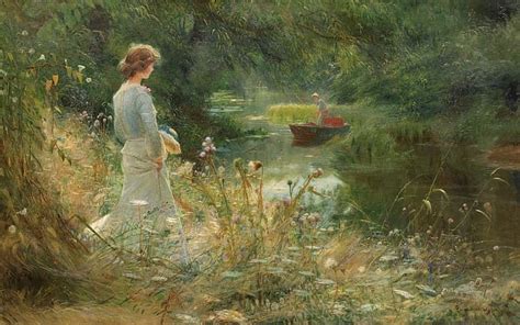 Artwork Painting Outdoors Nature Women Classic Art HD Wallpaper