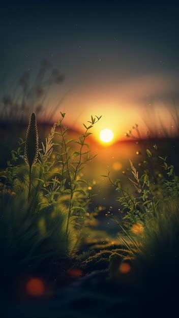 Premium AI Image | Sunset Behind Leaves Nature Wallpaper