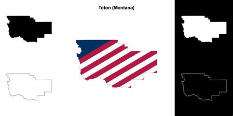 Teton County Montana Outline Map Set 43576917 Vector Art At Vecteezy