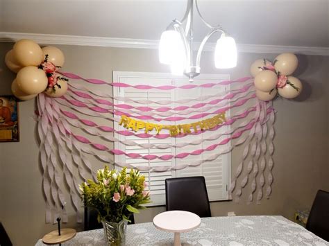 Simple Pink Paper Streamers Birthday Decorations