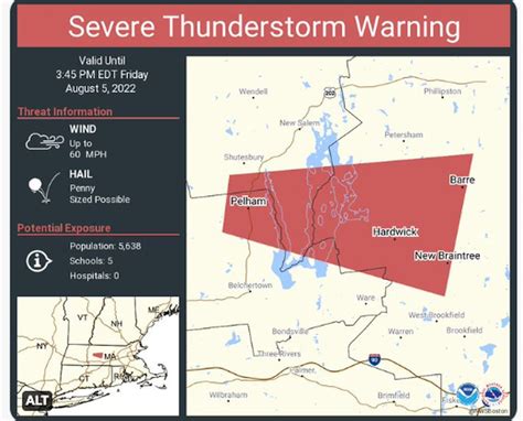 Severe Thunderstorm Warning Issued For Parts Of Worcester Franklin And Hampshire Counties With