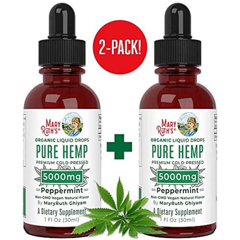 2 Pack Organic Pure Hemp Oil Extract 5000mg By Maryruth S For Pain And Stress Relief Powerful