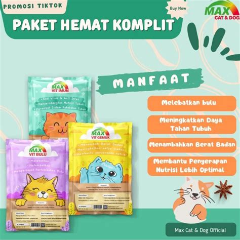 Jual PAKET HEMAT VITAMIN KUCING Max Vit Bulu Gemuk Imun Shopee