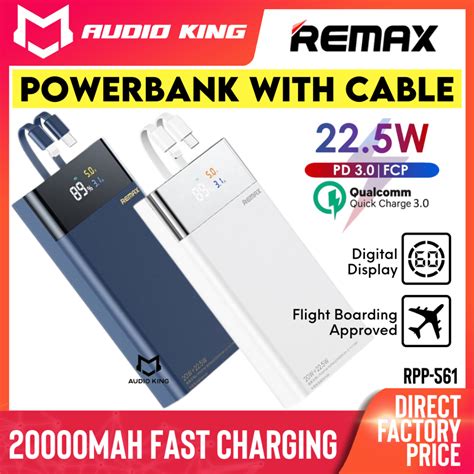 Remax Powerbank With Built In Cable Original Fast Charging Mah