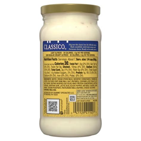 Classico Light Creamy Alfredo Spaghetti Pasta Sauce Oz King Soopers