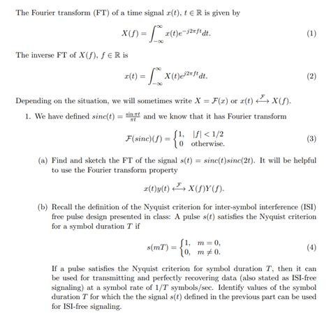 Solved The Fourier Transform Ft Of A Time Signal X T Tr Chegg