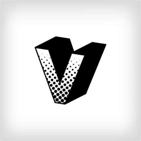 Premium Vector Letter V With Creative Shadow Pop Art Dot Design