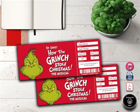 How The Grinch Stole Christmas Broadway Surprise Ticket The Etsy