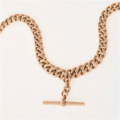 9ct Gold Fob Chain With T Bar And Albert Clasps Necklacechain