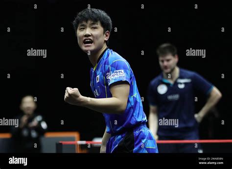 Doha Qatar Rd Jan Harimoto Tomokazu Celebrates Scoring During