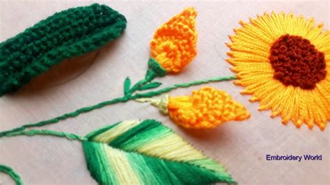 Hand Embroidery 3d Sunflower Stitch Very Easy And Beautiful Stitch Youtube