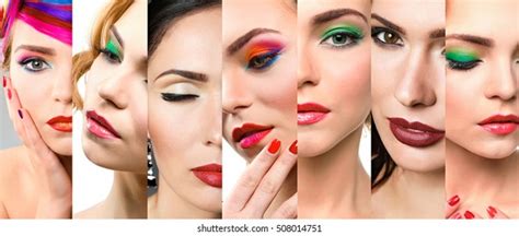 Beauty Collage Faces Women Fashion Photo Stock Photo 385133458