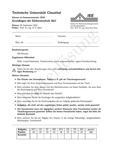 GET12 SS18 Grundlagen der Elektrotechnik Musterlösung Technische