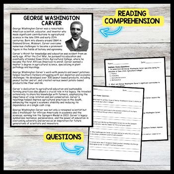 George Washington Carver Biography Reading Comprehension Graphic