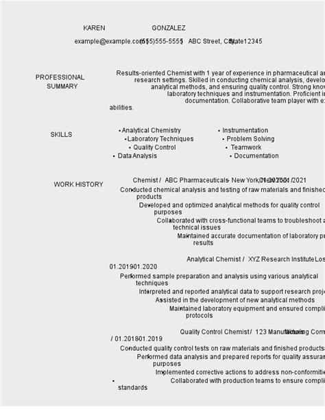 6 Great Chemist Resume Examples Livecareer