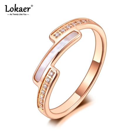 Lokaer Fashion Titanium Stainless Steel Pave Setting Rhinestone Rings