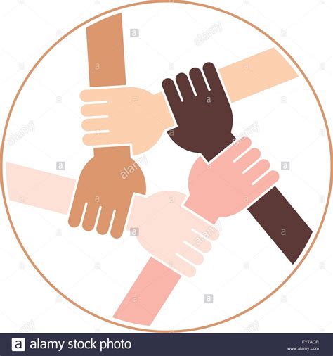 Friendship Circle White Background Five Hands Holding Each Other As