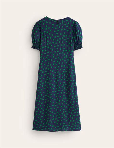 Corinne Midi Tea Dress Navy Abstract Dot Boden Eu