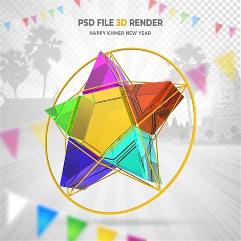 Feliz Ano Novo Khmer 3d Estrela PSD Premium