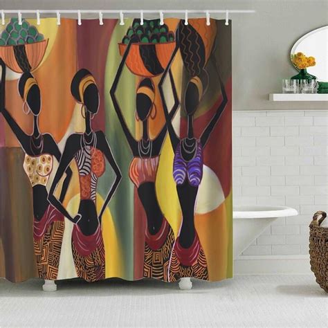 African American Shower Curtain Afro Lady Beautiful Afrocentric Black