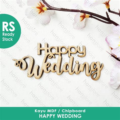 Jual RS 8 5 X 3 6 Cm Happy Wedding Kayu MDF Chipboard Shopee Indonesia