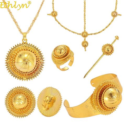 Ethlyn Six Pcs Jewelry Sets Gold Color Ethiopian Eritrean Habesha