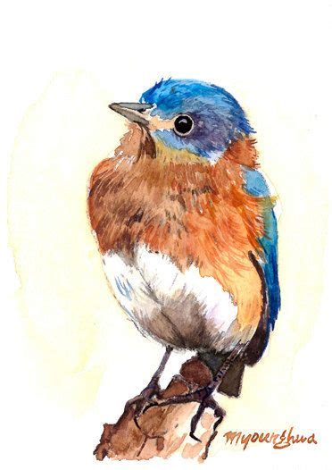 Art Print X Bluebird In Watercolor On Etsy Bird