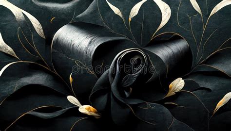 Black And Gold Luxury Background Floral Shapes Black Silk Texture