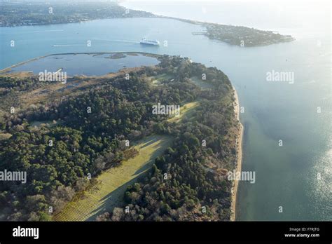 An Aerial View Of Brownsea Island Dorset Brownsea Island Sits In The