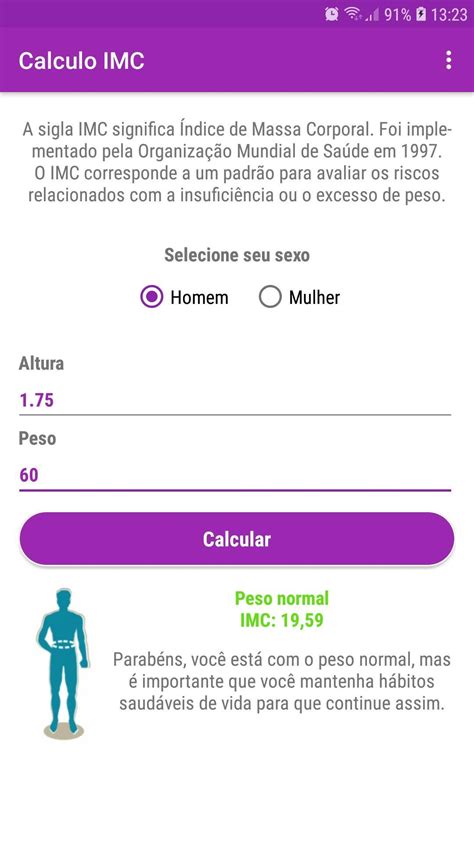 Cálculo Imc Índice De Massa Latest Version 100 For Android