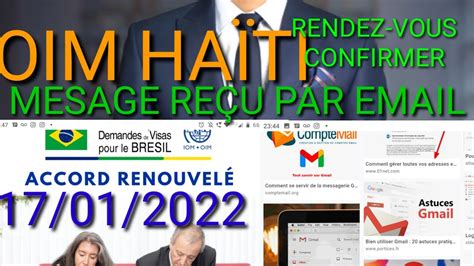 OIM HAÏTI MESSAGE CONFIRMATION EMAIL RENDEZ VOUS VISA RÉUNION