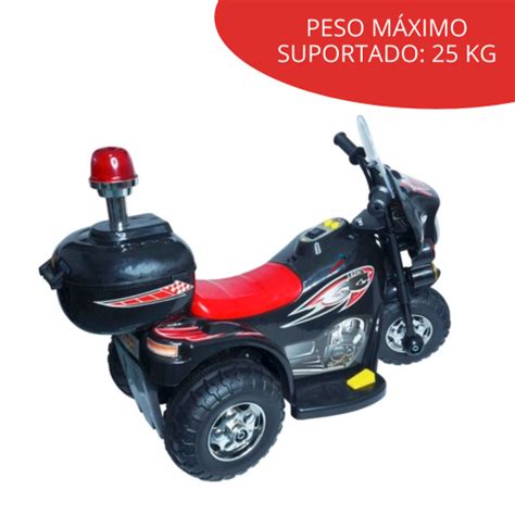 Mini Moto Elétrica Polícia Infantil 6v Preto BW002P Importway no Shoptime