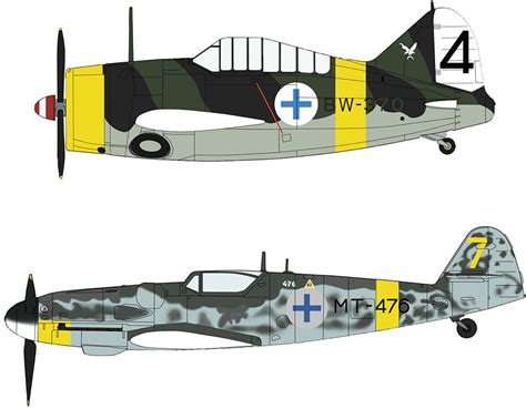 B 239 Buffalo Messerschmitt Bf109G 6 Finnish Air Force HLJ